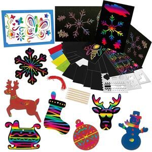 Joyin NIB 88pc Christmas Scratch Paper Arts & Crafts Kit-Recommended for ages 9+